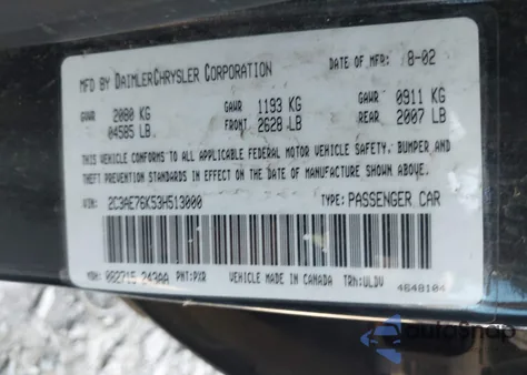 2003 Chrysler 300M Special Edition из США, поврежденный, VIN 2C3AE76K53H513000